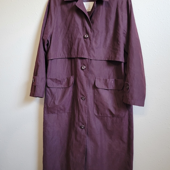 London Fog Jackets & Blazers - Vintage London Fog‎ Women's Maroon Trench Coat - Size 6